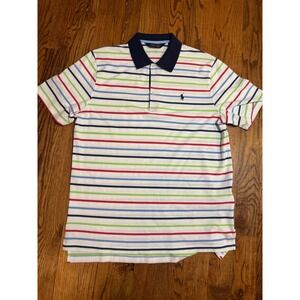 Polo Golf Ralph Lauren Mens Large Striped Short Sleeve Pique Polo Shirt Multi